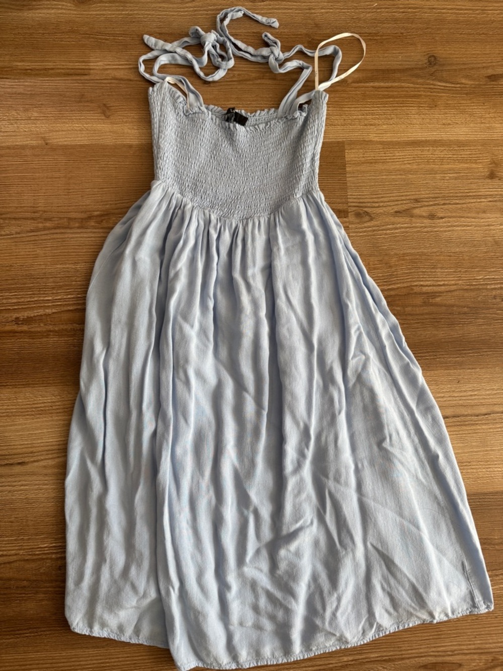 Lulus Blue Midi Dress with Smocked Bodice XS